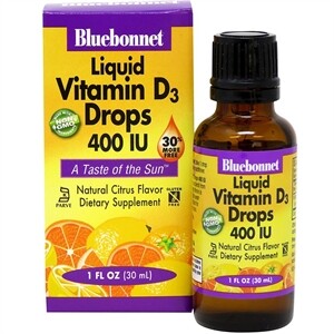 Bluebonnet Liquid Vitamin D3 Drops 400 Iu, 1 Fl Oz