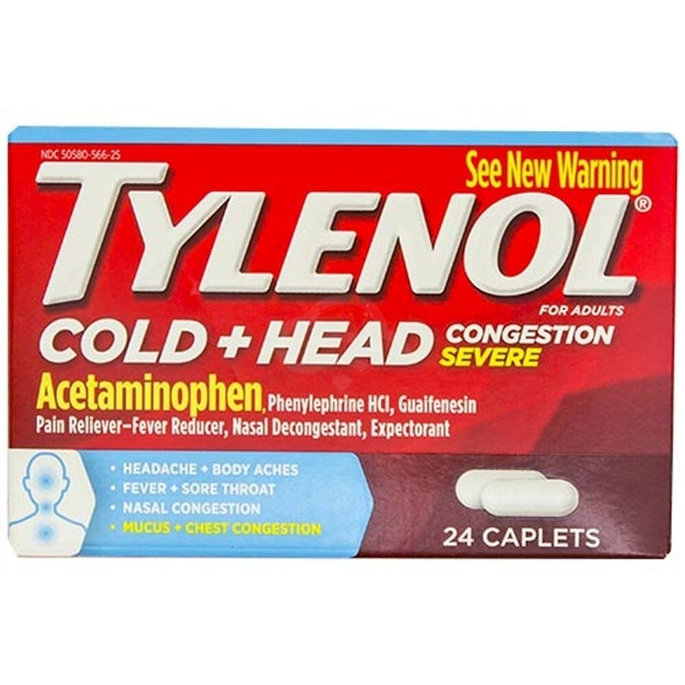 Tylonel Tylenol Cold Severe Head Congestion, 24 Pc