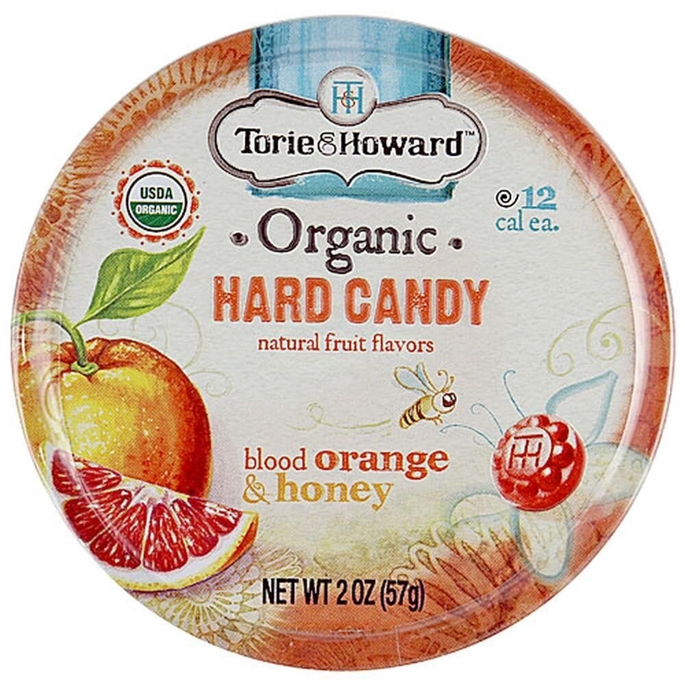 Torie & Howard Organic Hard Candy Blood Orange and Honey, 2 Oz