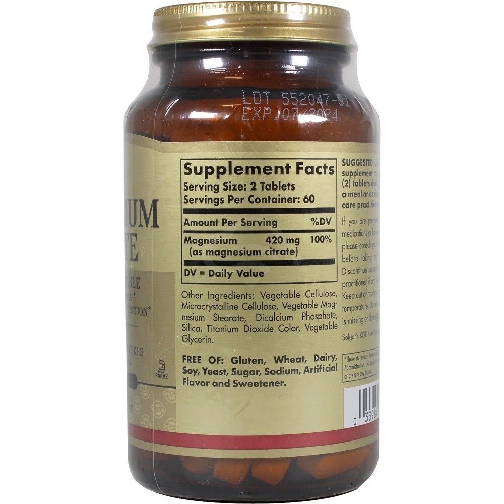 Solgar Magnesium Citrate, 120 Tablets